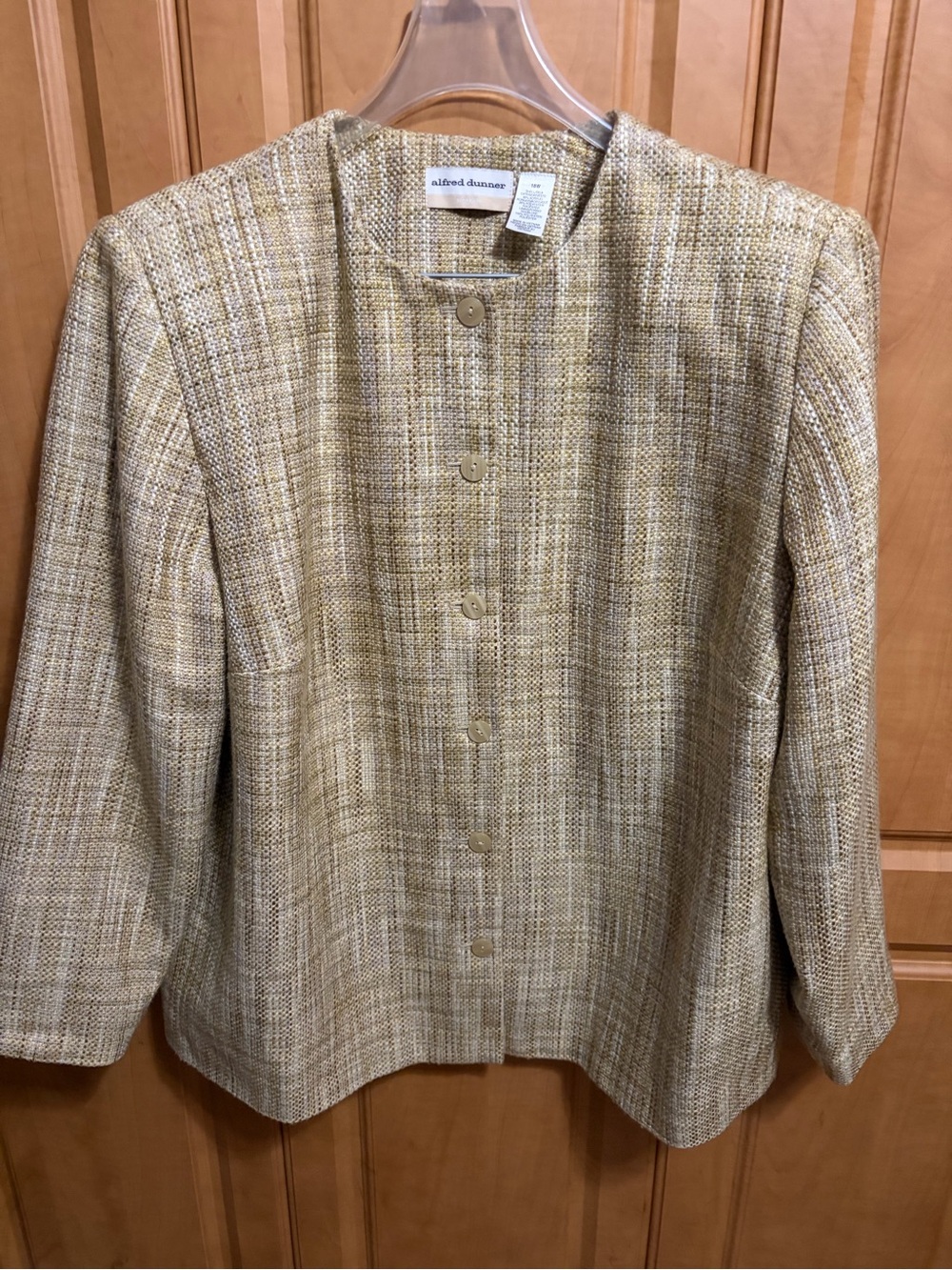 Alfred Dunner Yellow Gold Textured Tweed Jacket